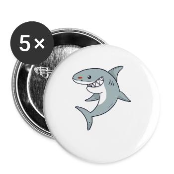 big shark cool shark lover - Buttons large 2.2''/56 mm (5-pack) - white - Front
