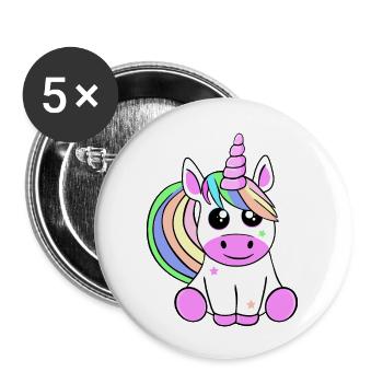 A cute unicorn. - Buttons large 2.2''/56 mm (5-pack) - white - Front
