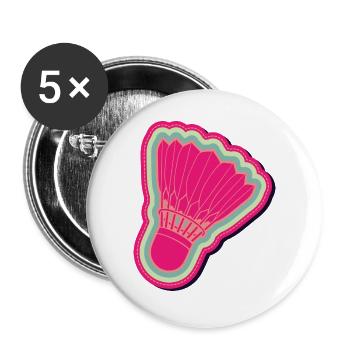 Badminton Tennis Spieler - Buttons groß 56 mm (5er Pack) - Weiß - Vorne