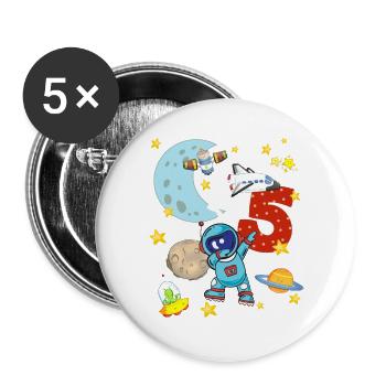 Astronaut 5 year birthday five space rocket - Buttons large 2.2''/56 mm (5-pack) - white - Front