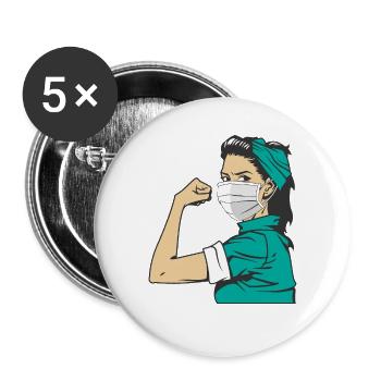 Rose The Riveter - Nurse Nurse - Buttons groß 56 mm (5er Pack) - Weiß - Vorne