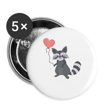 waschbär waschbär liebhaber - Buttons groß 56 mm (5er Pack) - Weiß - Vorne