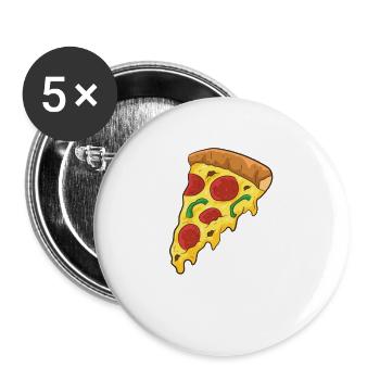 Pizza Essen Liebe Pizzaschnitte - Buttons groß 56 mm (5er Pack) - Weiß - Vorne