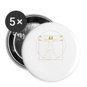 Leonardo da Vinci Shirt Fan Geschenkidee - Buttons groß 56 mm (5er Pack) - Weiß - Vorne
