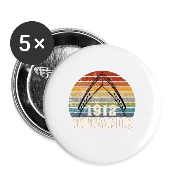 Titanic 1912 Sailor Sailor Skipper Cruise - Lot de 5 grands badges (56 mm) - blanc - Devant