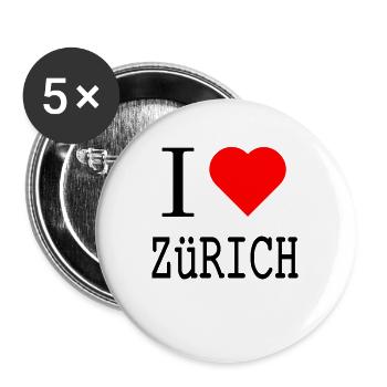 I Love Zurich – City Statement with Heart - Buttons large 2.2''/56 mm (5-pack) - white - Front