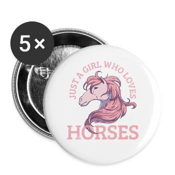 Pferd - Buttons groß 56 mm (5er Pack) - Weiß - Vorne