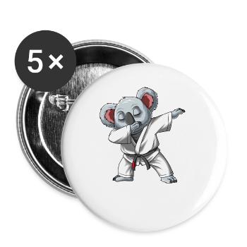 Dabbing Koalabär im Gi - Lustiger Koala - Buttons groß 56 mm (5er Pack) - Weiß - Vorne