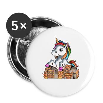 Zillacorn - Funny Kaiju Monster Unicorn - Buttons large 2.2''/56 mm (5-pack) - white - Front