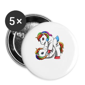 Jiu Jitsu Unicorns - Funny Jitsucorn - Buttons large 2.2''/56 mm (5-pack) - white - Front