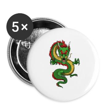 Asian dragon - evil chinese dragon - Buttons large 2.2''/56 mm (5-pack) - white - Front