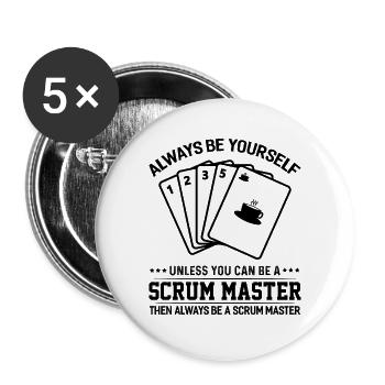 Scrum Master Agile Software Entwicklung - Buttons groß 56 mm (5er Pack) - Weiß - Vorne