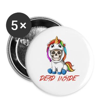 Squelette sarcastique en costume de licorne - parodie - Lot de 5 grands badges (56 mm) - blanc - Devant