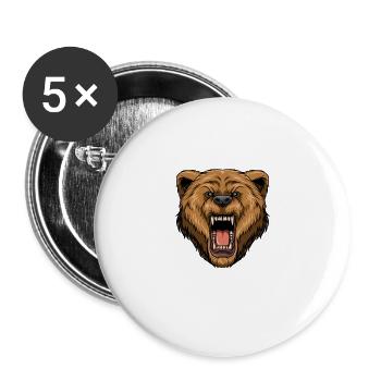 Muay Thai Grizzly - Nak Muay, kickboxing gift - Buttons large 2.2''/56 mm (5-pack) - white - Front