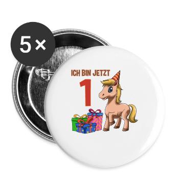 Sweet kids & horses 1st birthday party - Buttons large 2.2''/56 mm (5-pack) - white - Front