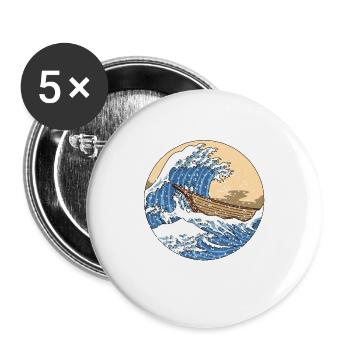 Kanagawa Big Wave Japan - Buttons groß 56 mm (5er Pack) - Weiß - Vorne
