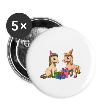 Enfants doux et chevaux 2e fête d'anniversaire - Lot de 5 grands badges (56 mm) - blanc - Devant