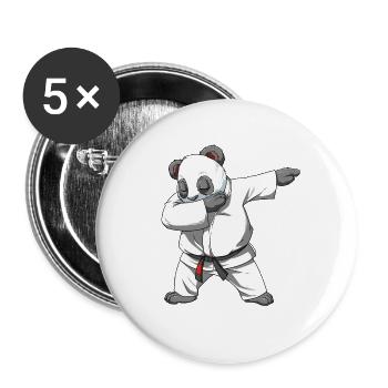 Dabbing Panda - BJJ und Jiu Jitsu Panda - Buttons groß 56 mm (5er Pack) - Weiß - Vorne