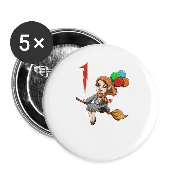 Sorcières et sorcières - 1 an pour les enfants - Lot de 5 grands badges (56 mm) - blanc - Devant