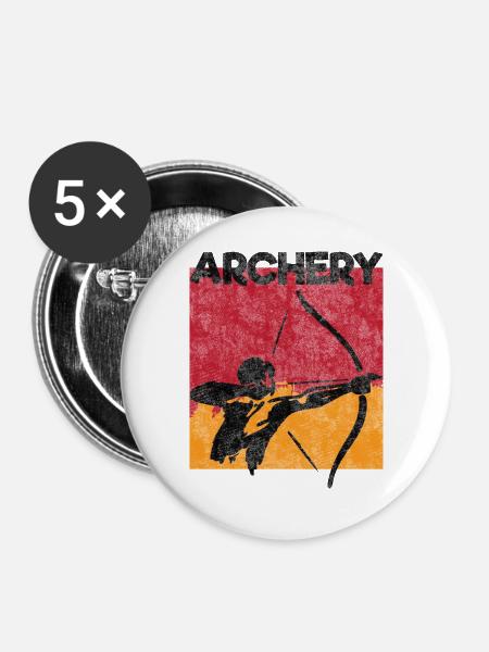 Bogen schießen Pfeil Bogen - Buttons groß 56 mm (5er Pack) - Weiß