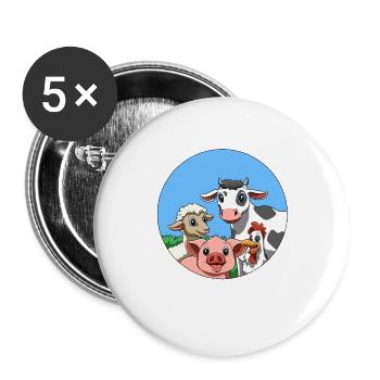 Animals Are Friends - vegan and veggie - Buttons large 2.2''/56 mm (5-pack) - white - Front