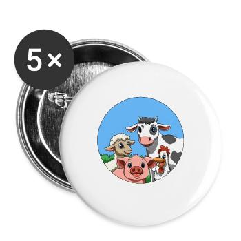 We are your friends animals - vegan and veggie - Buttons large 2.2''/56 mm (5-pack) - white - Front