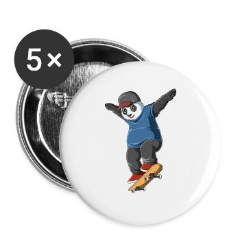 Panda on skateboard - panda skater - Buttons large 2.2''/56 mm (5-pack) - white - Front