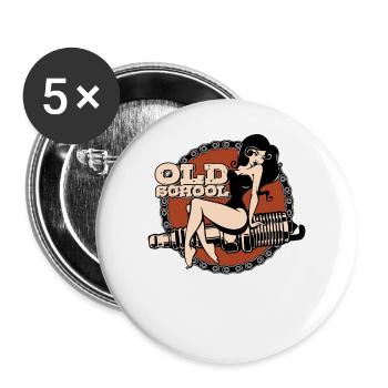 Pinup Vintage Rockabilly - Buttons groß 56 mm (5er Pack) - Weiß - Vorne