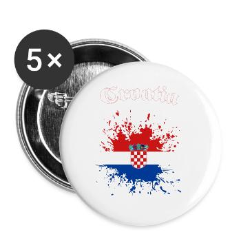 Kroatien Splatter Croatia - Buttons groß 56 mm (5er Pack) - Weiß - Vorne