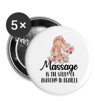 Massage Is The Study Of Anatomy In Braille - Buttons large 2.2''/56 mm (5-pack) - white - Front