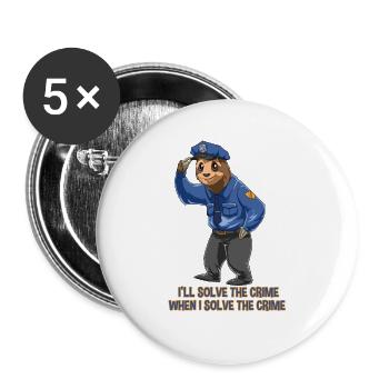 Officier de police paresseux - Garde de sécurité paresseux - Lot de 5 grands badges (56 mm) - blanc - Devant