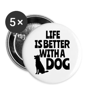 La vie est meilleure avec un chien, des animaux, des chiens * - Lot de 5 grands badges (56 mm) - blanc - Devant