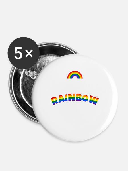 Regenbogen - Buttons groß 56 mm (5er Pack) - Weiß