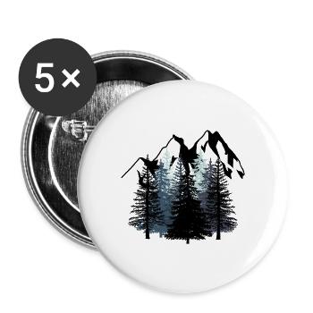 Forest Mountains Nature Wilderness black white Scouts - Buttons large 2.2''/56 mm (5-pack) - white - Front