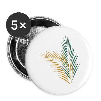 a green and a golden palm leaf - Buttons large 2.2''/56 mm (5-pack) - white - Front
