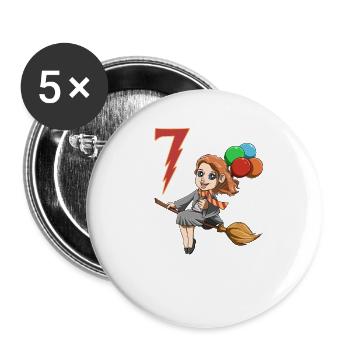 Zauberin Geburtstag - 7 Jahre Geburtstagsfeier - Buttons groß 56 mm (5er Pack) - Weiß - Vorne