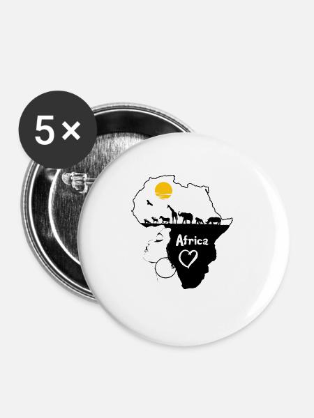 Afrika Afrika - Buttons groß 56 mm (5er Pack) - Weiß