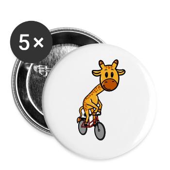 Girafe à vélo - Lot de 5 grands badges (56 mm) - blanc - Devant