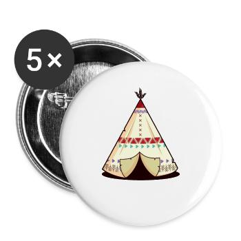 TEEPEE Indianer Zelt - Buttons groß 56 mm (5er Pack) - Weiß - Vorne