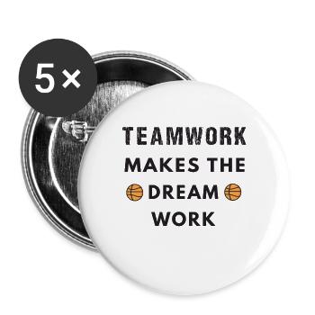 Cadeau de basket-ball au cadeau d'entraîneur de maman d'équipe de joueur - Lot de 5 grands badges (56 mm) - blanc - Devant