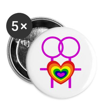 lesbisch Frauen weibliche Symbole CSD - Buttons groß 56 mm (5er Pack) - Weiß - Vorne
