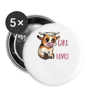 Kuhliebhaberin Motiv Mädchen - Buttons groß 56 mm (5er Pack) - Weiß - Vorne