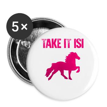 Take It Isi | Cheval islandais poney islandais cheval tölt - Lot de 5 grands badges (56 mm) - blanc - Devant