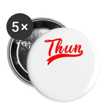 Thun Script Rot Logo - Buttons groß 56 mm (5er Pack) - Weiß - Vorne