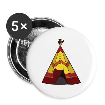 TEEPEE Indianer Zelt - Buttons groß 56 mm (5er Pack) - Weiß - Vorne