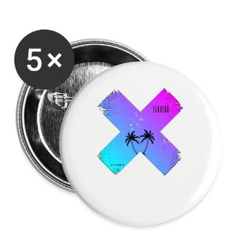 X-Palmen Strand Retro Florida Kalifornien - Buttons groß 56 mm (5er Pack) - Weiß - Vorne
