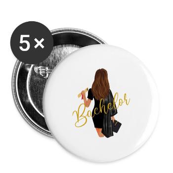 Bachelor Abschluss Uni Absolvent Frauen - Buttons groß 56 mm (5er Pack) - Weiß - Vorne