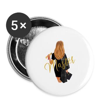 Master Abschluss Uni Absolvent Frauen - Buttons groß 56 mm (5er Pack) - Weiß - Vorne