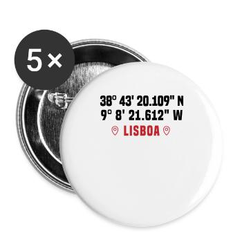 Lisboa Municipal Stamp - Lisbon Coordinates - Buttons large 2.2''/56 mm (5-pack) - white - Front