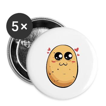 Cœurs de Patate Kawaii - Lot de 5 grands badges (56 mm) - blanc - Devant